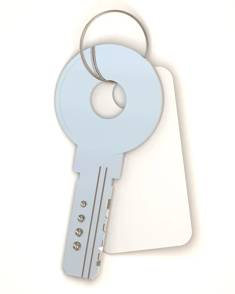 Ασημένιο κλειδί με άδειο κενό σε άσπρο φόντο — Φωτογραφία Αρχείου