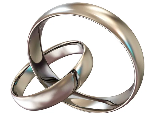 Platinum anelli di nozze isolati su sfondo bianco — Foto Stock
