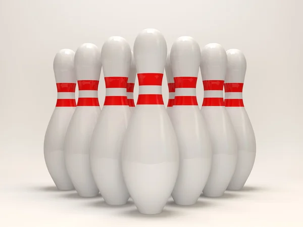 Épingles de bowling 3d sur fond blanc — Photo
