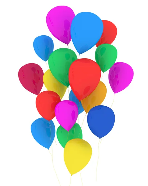 Parti çok renkli balonlar beyaz zemin üzerine — Stok fotoğraf