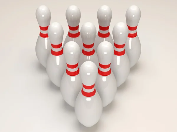 Spille da bowling 3d su sfondo bianco — Foto Stock