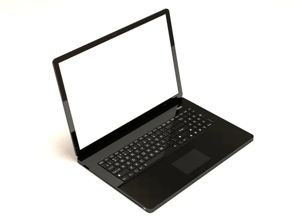 Nyitott laptop elszigetelt fehér alapon. 3D — Stock Fotó