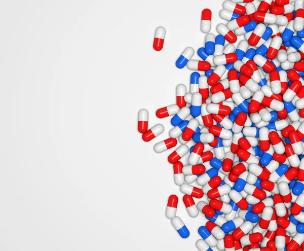 Ψηφιακή απεικόνιση του 3d χάπια σε άσπρο φόντο — Φωτογραφία Αρχείου