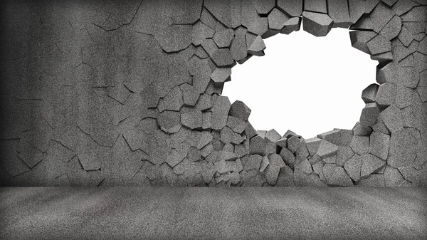 Grunzig gebrochene Betonmauer — Stockfoto