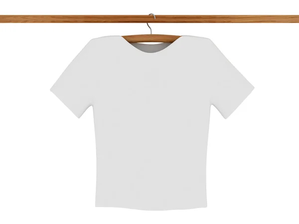 Wit t-shirt op kapstokken — Stockfoto