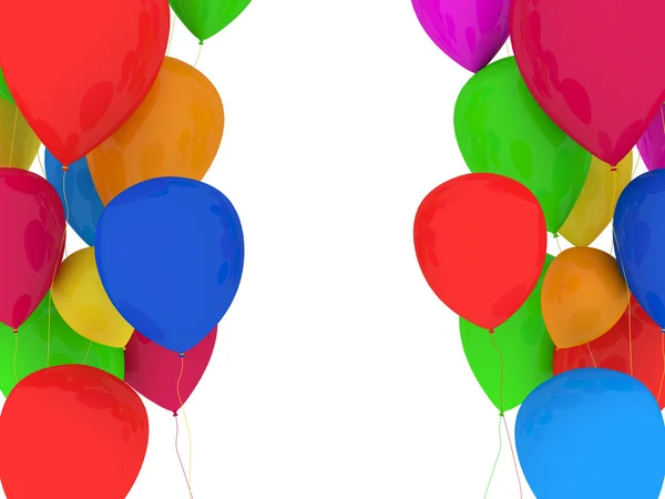 Parti çok renkli balonlar beyaz zemin üzerine — Stok fotoğraf