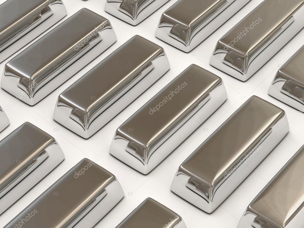Silver Bars on white background