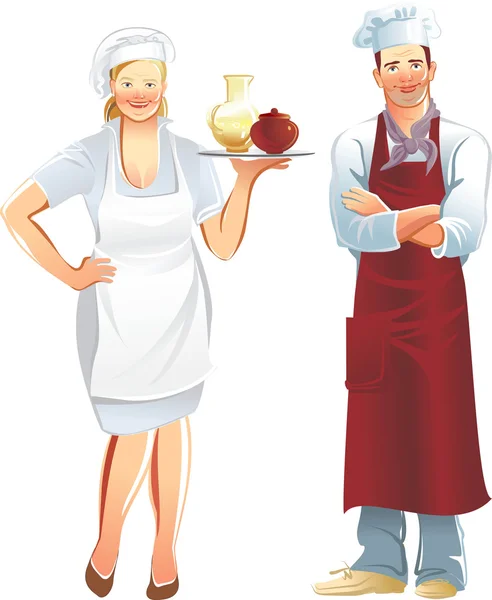 Serveuse cuisinière — Image vectorielle