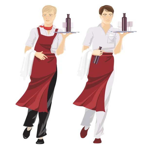 Dos camareros jóvenes — Archivo Imágenes Vectoriales