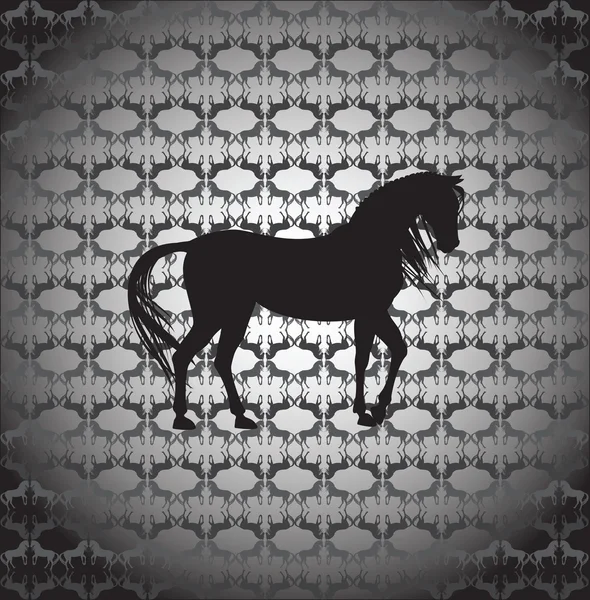 Silhouette cheval noir — Image vectorielle