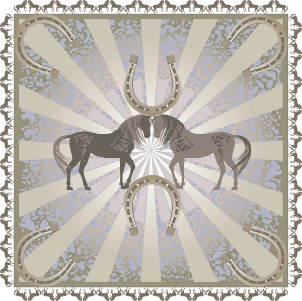 Koně ornament vzor retro — Stockový vektor