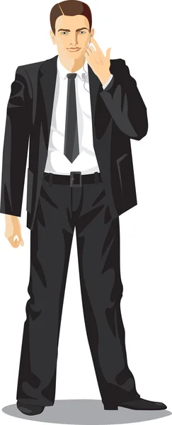Young man in black — Stock Vector