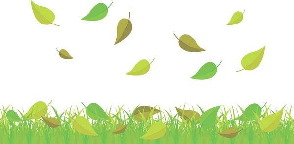 Erba e foglie — Vettoriale Stock