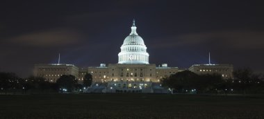 The US Capitol in the night clipart