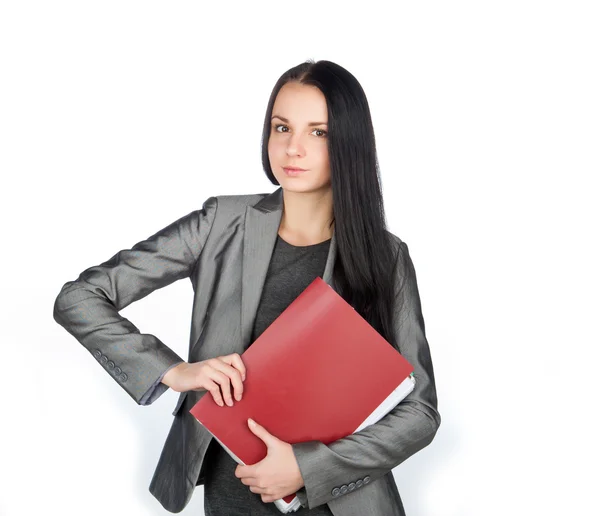 Young businesswoman with folders — Stock Photo, Image