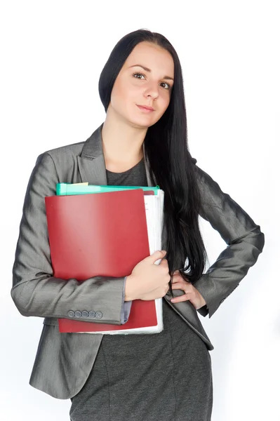 Young businesswoman with folders — Stock Photo, Image