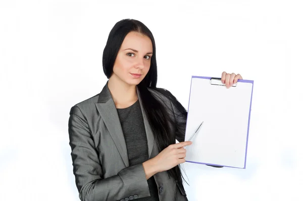 Young pretty woman with a tablet — Stock Photo, Image