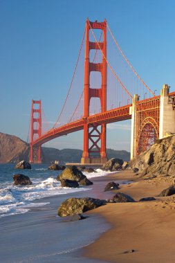 The Golden Gate Bridge in San Francisco during the sunset clipart