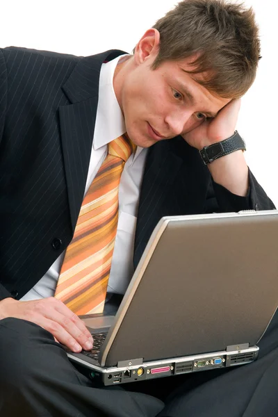 Ongelukkig zakenman met computer — Stockfoto