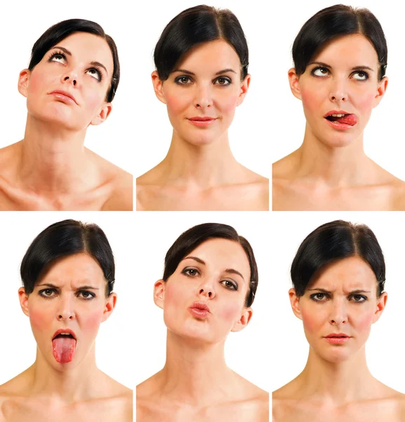 Grupo de retratos - seis expressões diferentes — Fotografia de Stock