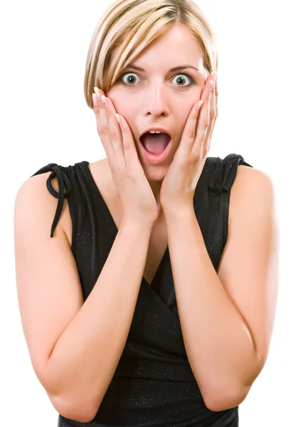 Young woman showing her surprise — Stock Photo, Image