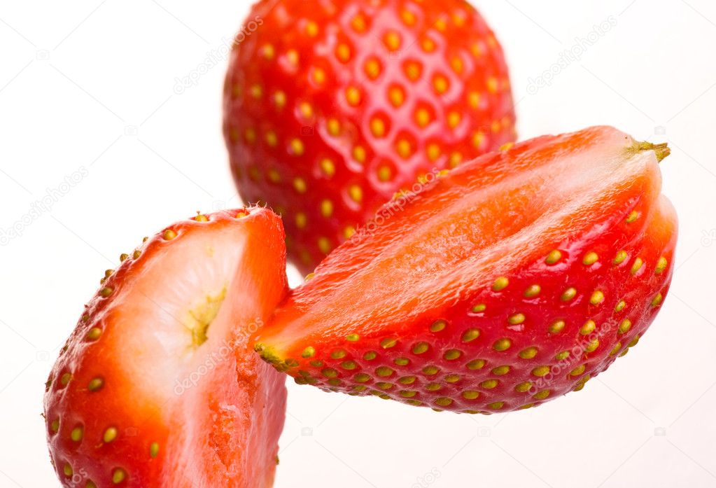 Falling fresh strawberry