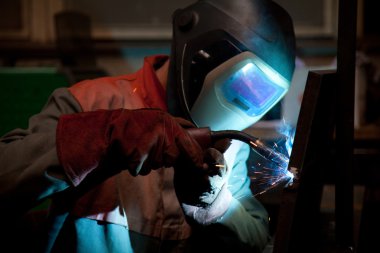 Factory welder at work clipart