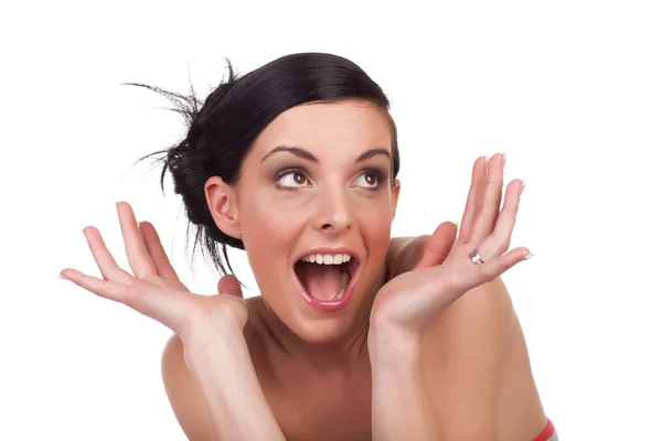 Young woman expression - surprised — Stock Photo, Image