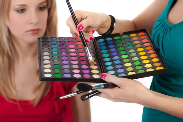 stock image Make-up girl showing range of collors