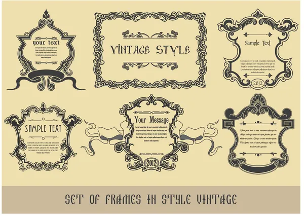 Meghatározott keretek a Vintage stílusban — Stock Vector