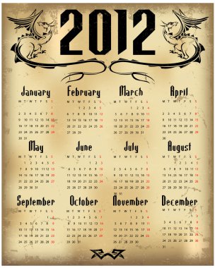 Dragon calendars 2012 clipart