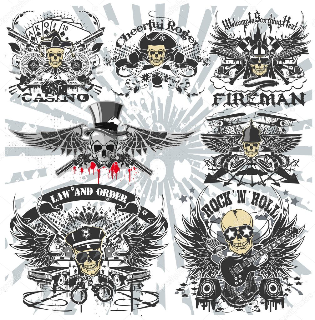 Set of Stickers on the shirts with a skull Stock Vector by ©osipovev ...