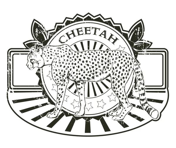 Label with a cheetah — Stock Vector