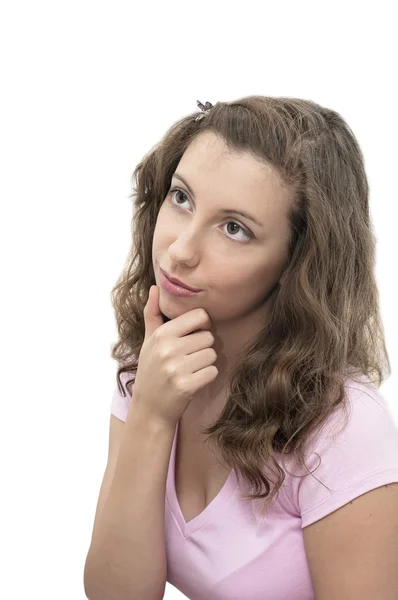 stock image Surprised girl looking straight ahead. Isolated