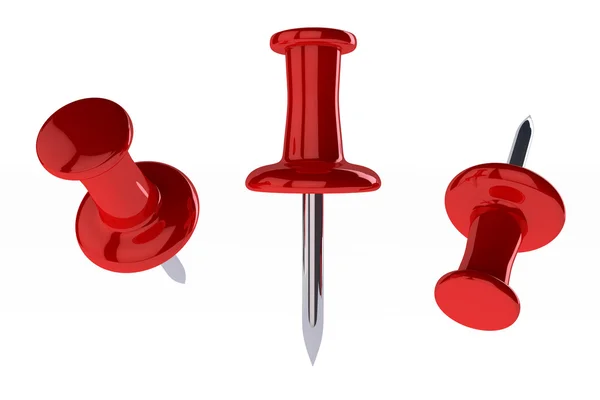 Red thumbtack on white — Stock Photo, Image