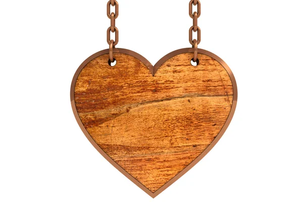 Vieux signe de coeur en bois — Photo