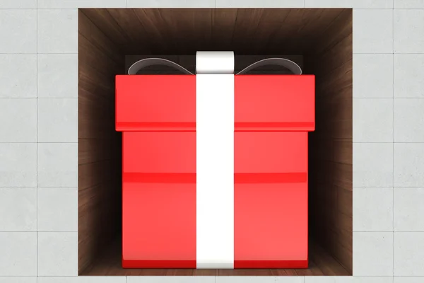 3d scatola regalo rossa — Foto Stock