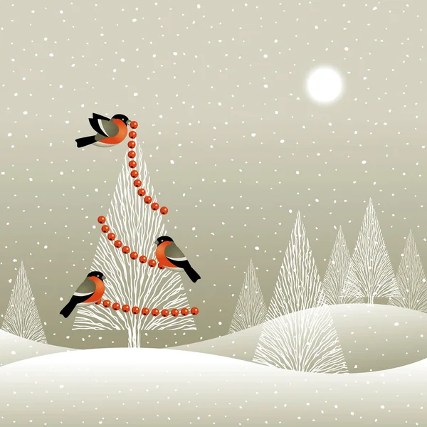 Різдвяна ялинка в зимовому лісі — стоковий вектор