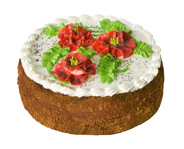 Торт на белом фоне — стоковое фото