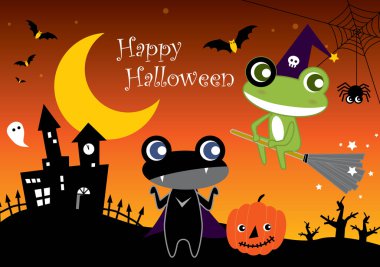 Halloween Cartoon Frogs clipart