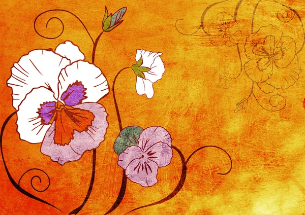 Цветы на гранж-текстуре — стоковое фото