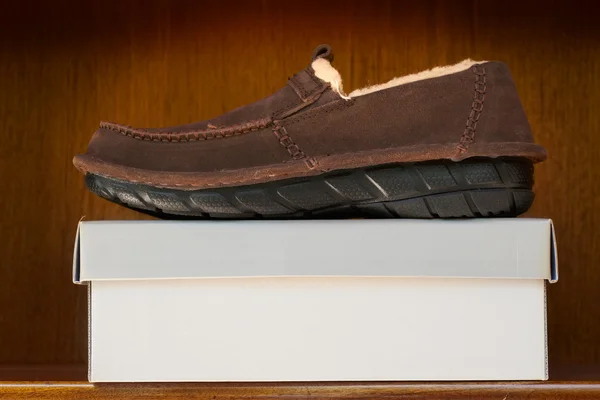 Brown shoes on box — Stock Photo, Image