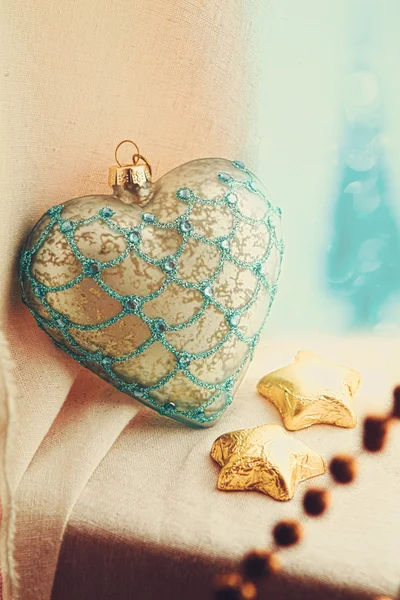 Christmas vintage heart — Stock Photo, Image