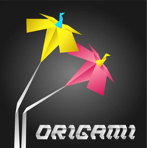 Flores de origami — Vector de stock