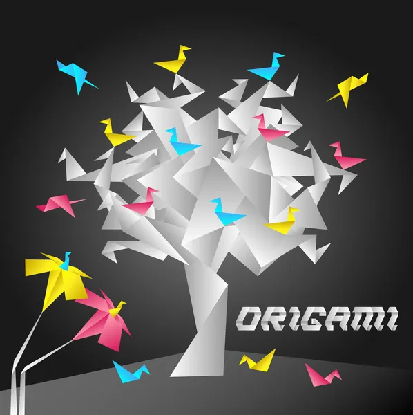 Origami árvore — Vetor de Stock