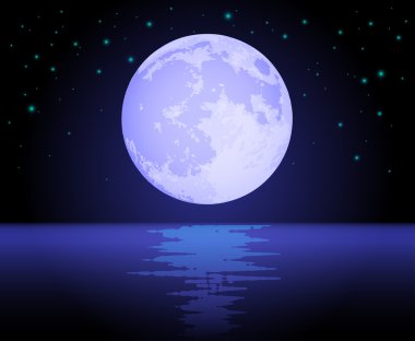 Moon Reflecting Over the Ocean clipart