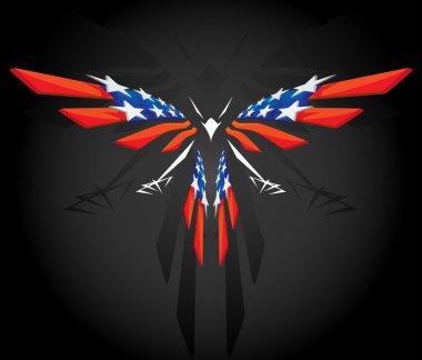 Abstract flying American flag clipart