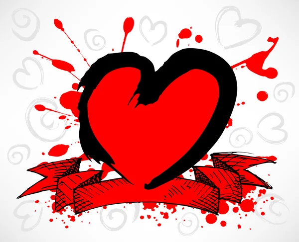 Corazón de estilo Grunge rojo — Archivo Imágenes Vectoriales