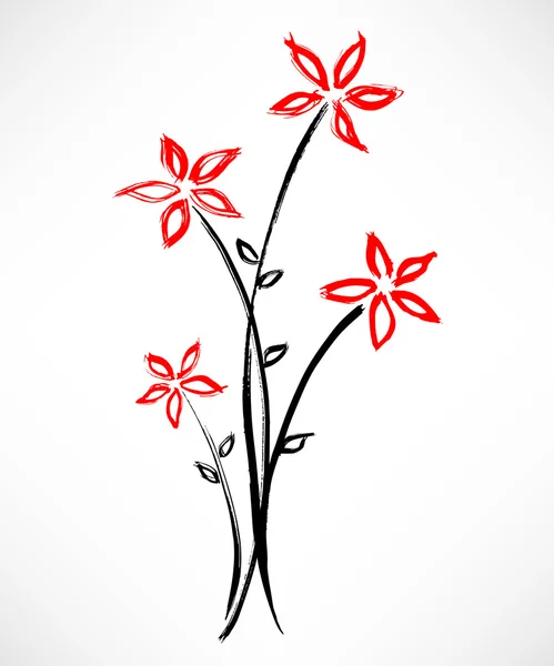 Pintura floral — Vector de stock