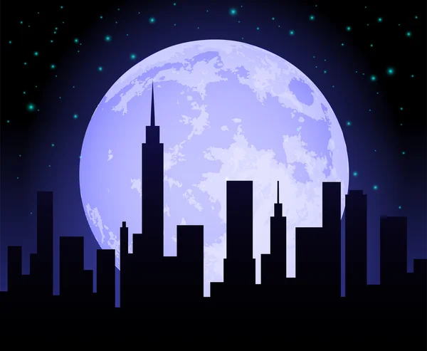 City Skyline at Night — Stock Vector